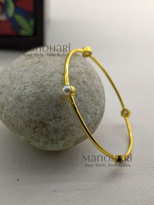 Aurelia four pearl luxe bangles for women gold finish jewellery