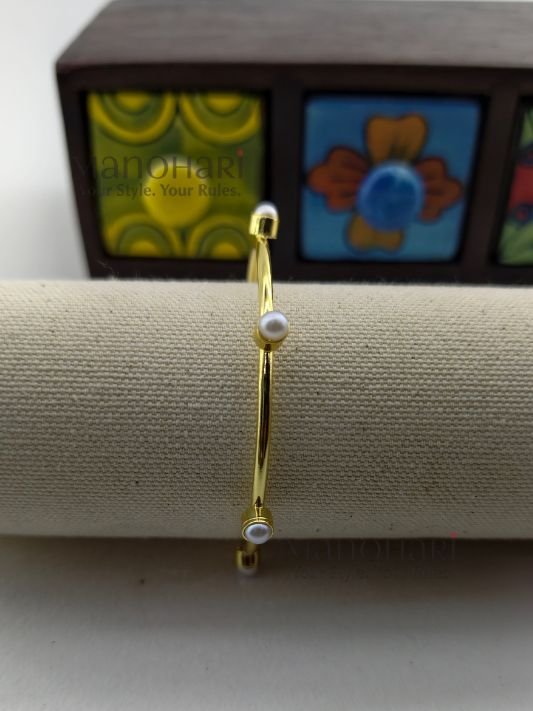 Aurelia pearl grande luxe bangles for women gold finish jewellery