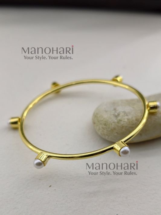 Aurelia pearl grande luxe bangles for women gold finish jewellery