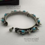 Meher peacock stone heritage bangle silver replica jewellery