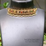 Aarini navarathna heritage choker with pearl and stone detailing