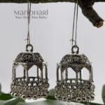 Aarini antique temple drop earrings hexagonal jhumka design