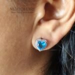 Aurelia blue heart spark earrings with elegant crystal heart detailing