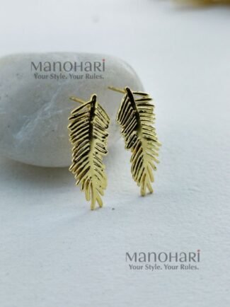 Aarini celestial feather drops with radiant 18K gold layered detailing
