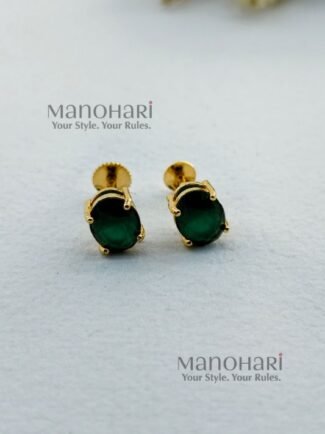 Aurelia emerald oval luxe studs gold plated earrings