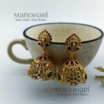 Noor antique Kempu jhumka earrings for women traditional temple jewellery