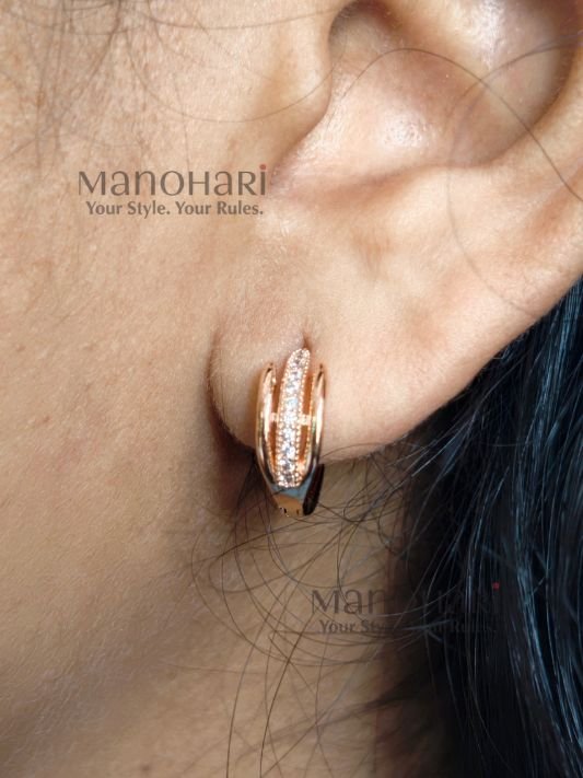 Aarini minimal spark hoops with elegant rose gold hoop detailing