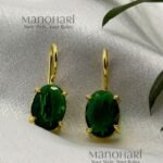 Aurelia oval stone luxe earrings gold polish jewellery