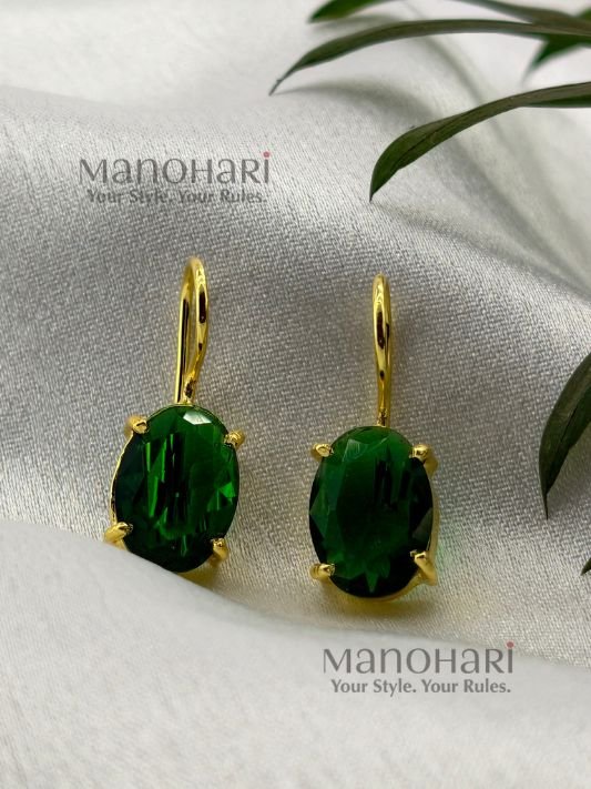 Aurelia oval stone luxe earrings gold polish jewellery