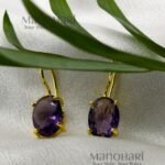Aurelia oval stone luxe earrings gold polish jewellery