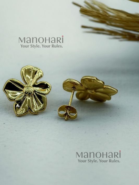 Aarini petal glow studs with elegant floral gold plated detailing