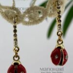 Noor Cherry Bug gold plated earrings for women lightweight stylish jewellery