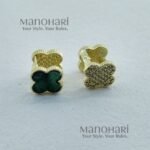 Ziya emerald dual tone earrings for women elegant green and gold jewellery