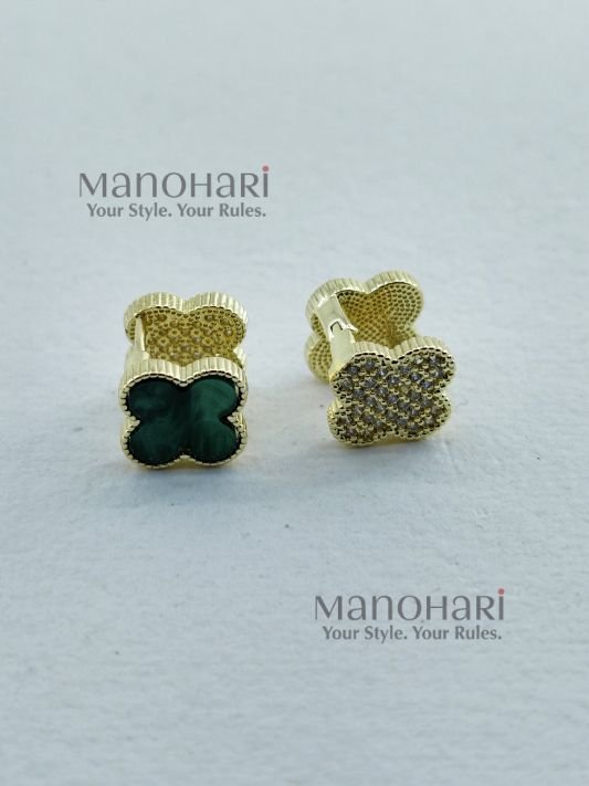 Ziya emerald dual tone earrings for women elegant green and gold jewellery