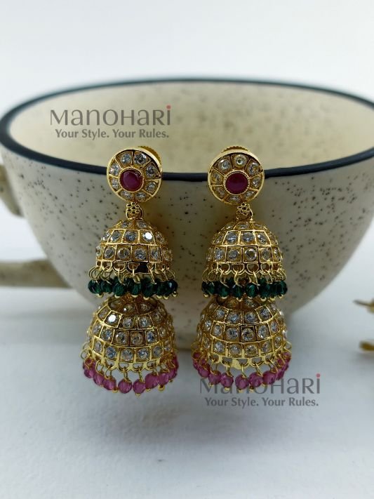 Ishani Kempu dome jhumka earrings for women traditional temple jewellery