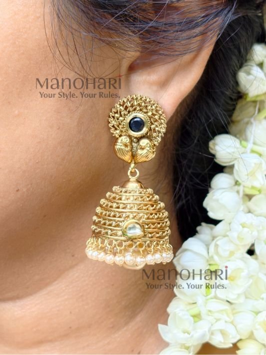 Ziya Kempu dome jhumka earrings for women traditional temple jewellery