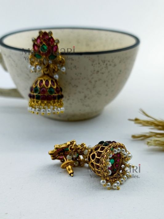 MN-ER-LRJ-ISH-01_2 Ishani Lotus Rajwadi jhumka earrings for women traditional ethnic jewellery