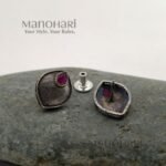 Meher antique glow earrings with elegant silver stone detailing