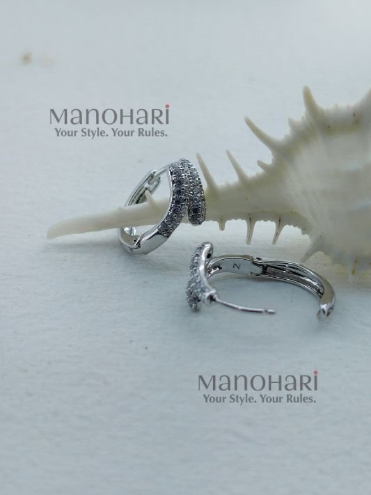 Meher crystal silver earrings with sparkling cubic zirconia detailing