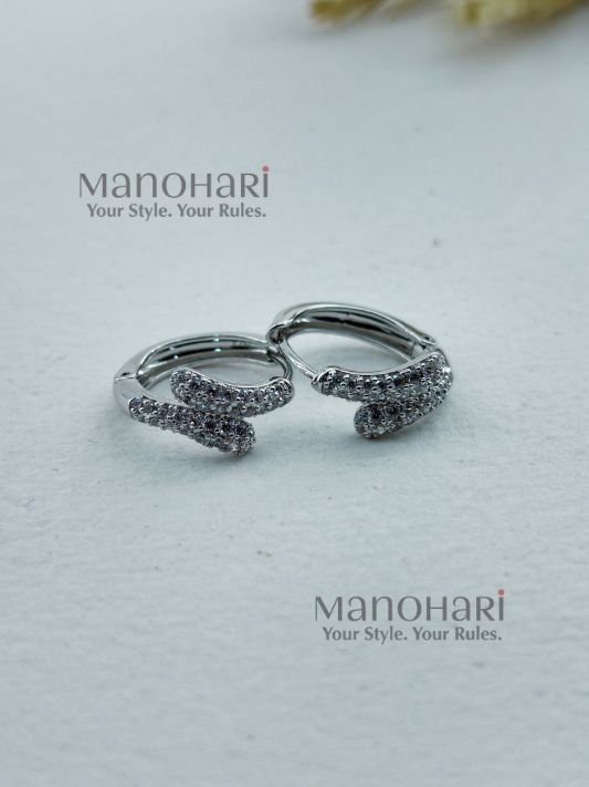 Meher crystal silver earrings with sparkling cubic zirconia detailing