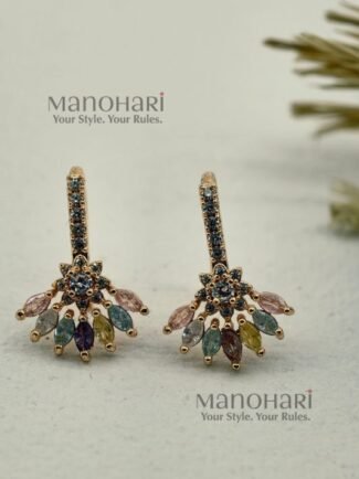 Aira multicolor CZ statement earrings for women floral crystal jewellery