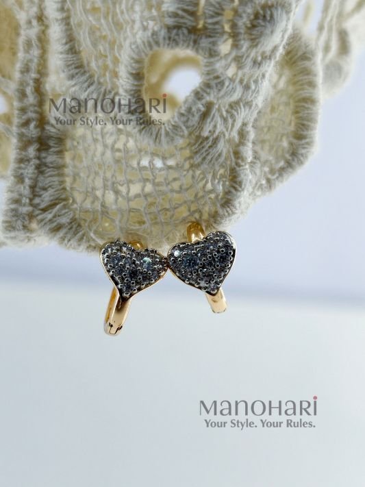 Naina CZ heart elegance earrings with sparkling crystal heart detailing