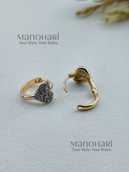 Naina CZ heart elegance earrings with sparkling crystal heart detailing