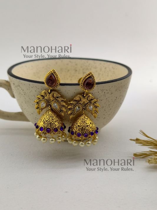 MN-ER-PAJ-MEH-01_1 Meher paan antique jhumka earrings for women traditional ethnic jewellery