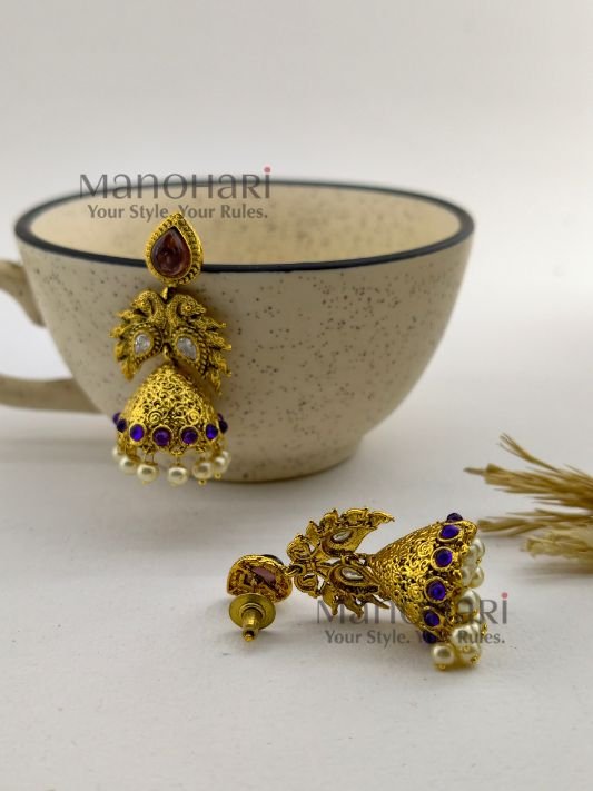 MN-ER-PAJ-MEH-01_2 Meher paan antique jhumka earrings for women traditional ethnic jewellery