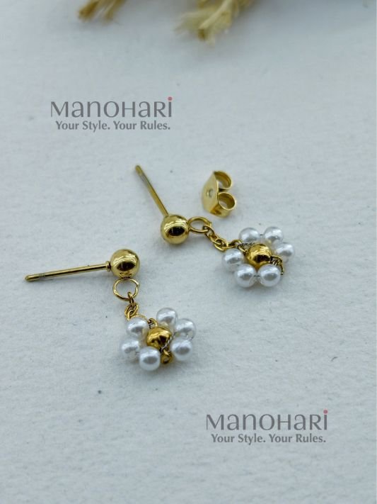 Meher Pearl Bloom drop earrings for women elegant floral pearl jewellery