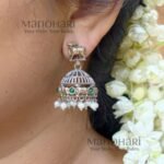 Ishani Pichwai dual tone jhumkas handcrafted oxidized earrings