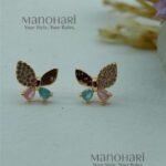 Ruhani crystal butterfly earrings with multicolor stone rose gold detailing