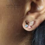Ruhani crystal butterfly earrings with multicolor stone rose gold detailing