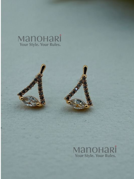 Ruhani crystal edge studs with geometric cubic zirconia gold detailing