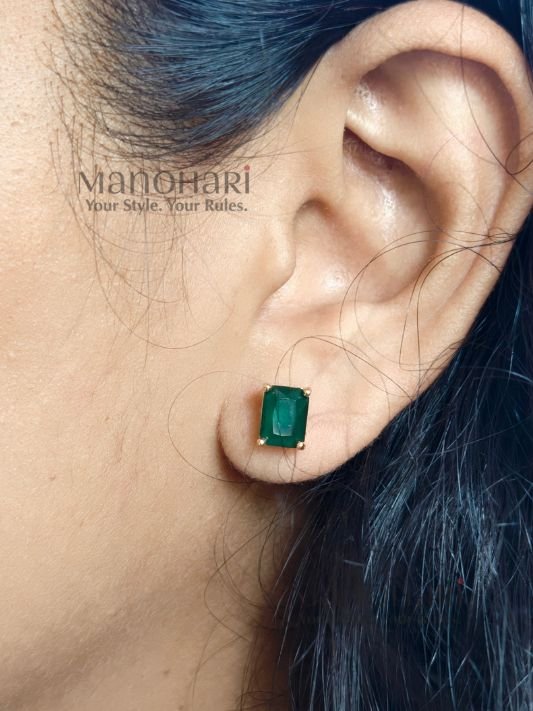 Ruhani emerald glow studs gold plated daily wear earrings