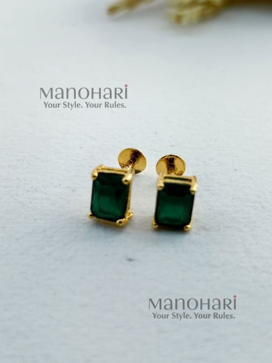 Ruhani emerald glow studs gold plated daily wear earrings