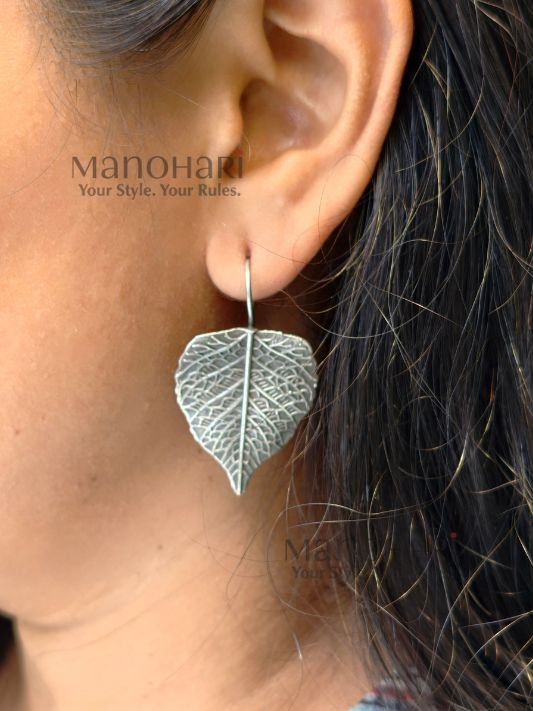 Ruhani paisley heritage earrings with oxidized silver detailing