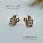 Ziya swan grace studs with elegant crystal swan detailing