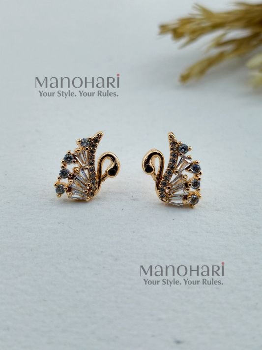Ziya swan grace studs with elegant crystal swan detailing
