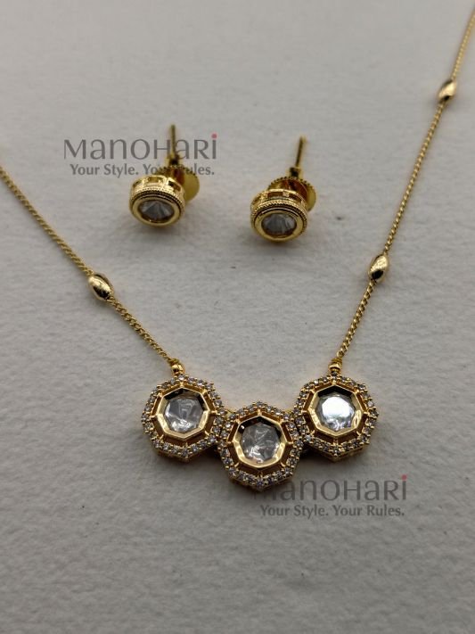 Tanmayi heritage grace jewellery set with elegant Kundan gold detailing