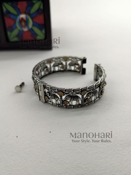 Ishani elephant heritage kada oxidized ethnic jewellery