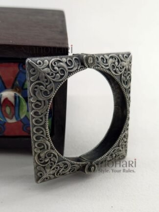 silver heritage kada styled for festive traditional wear