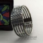 Ruhani oxidised heritage kada silver plated German silver jewellery