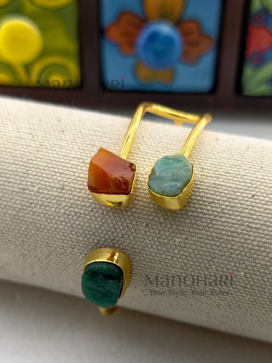 Ruhani tribal stone heritage kada gold polish jewellery
