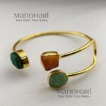 Ruhani tribal stone heritage kada gold polish jewellery