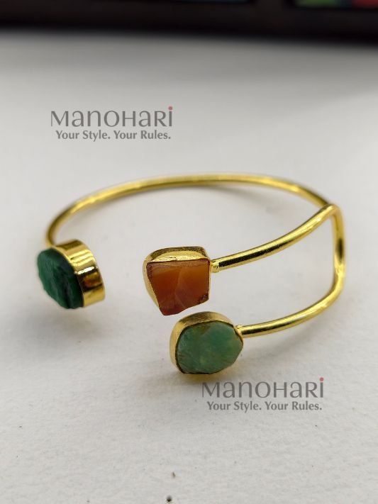Ruhani tribal stone heritage kada gold polish jewellery