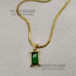 Aurora emerald luxe pendant necklace with herringbone gold chain