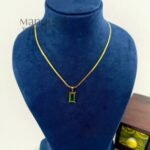 Aurora emerald luxe pendant necklace with herringbone gold chain