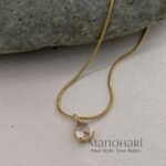 Aurora gold plated drop pendant necklace with cubic zirconia detailing