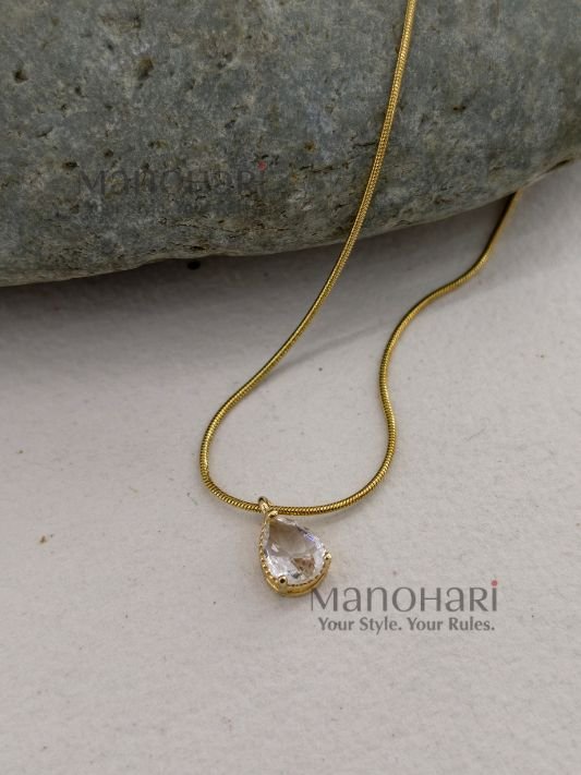 MN-NK-AGPD-AUR-01_1 Aurora gold plated drop pendant necklace with cubic zirconia detailing